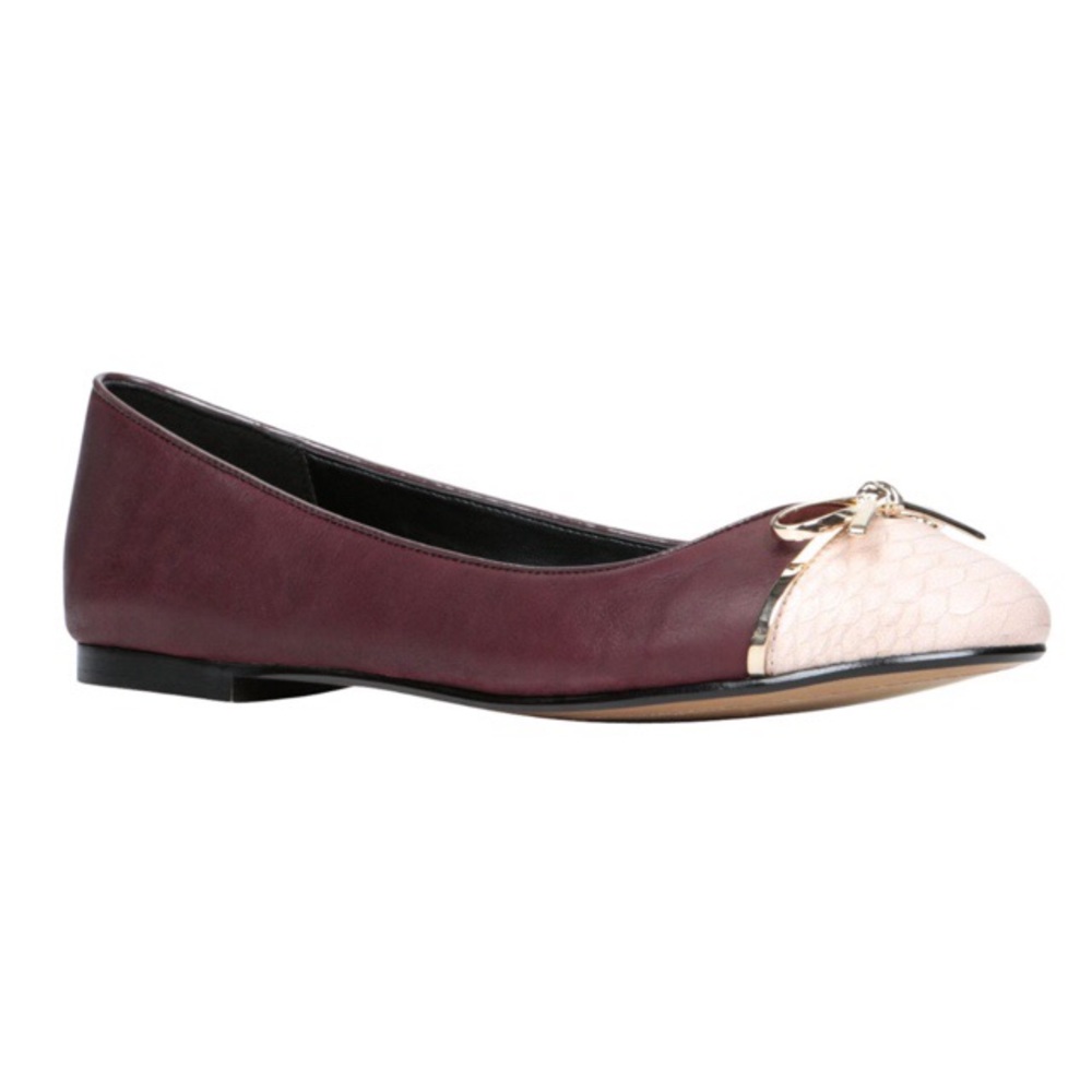ALDO Ibelle Flats- burgundy and pink with bow